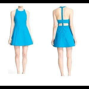 Alice + Olivia Christie Dress Fit n Flare Caged T-back Strap Exposed Zipper 2